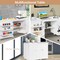 White MDF Folding Sewing Table with Storage Shelves and Wheels for Small Spaces